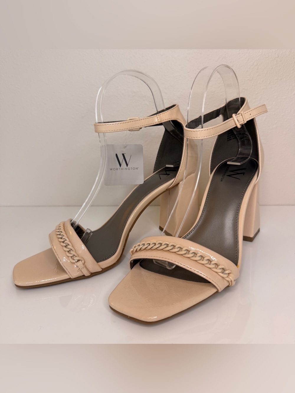 Worthington Nude Patent Block Heel Sandals - Picture 12 of 14